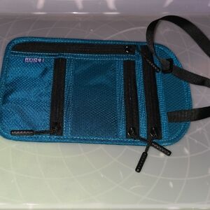 Dark Teal and Black Compact Travel Bag with Multiple Compartments-RFID